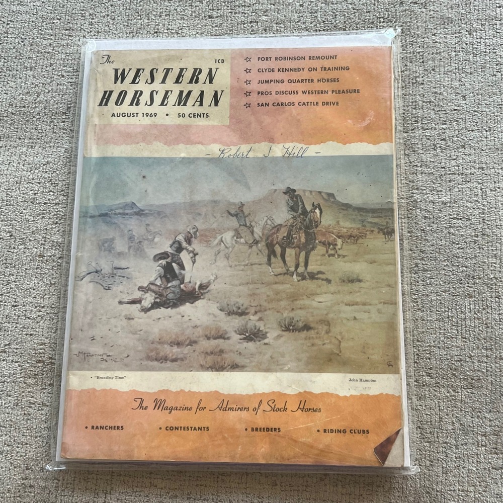 Vintage The Western Horseman Magazine August 1969 Stock Horses John Hampton Art